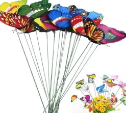Havedekorationer^OBOSOE 50-Pack aftagelig 3D sommerfugl havedekoration – vandtæt PVC blomsterpind ornamenter til udendørs brug