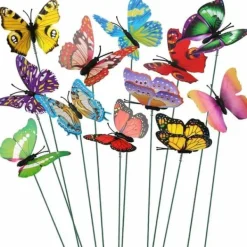 Hot OBOSOE 50-Pack 3D sommerfugl havedekoration – vandtæt PVC blomsterpind ornamenter til udendørs brug Havedekorationer