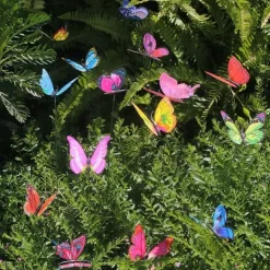 Hot OBOSOE 50-Pack 3D sommerfugl havedekoration – vandtæt PVC blomsterpind ornamenter til udendørs brug Havedekorationer