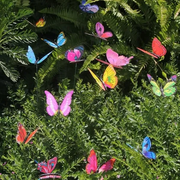 Hot OBOSOE 50-Pack 3D sommerfugl havedekoration – vandtæt PVC blomsterpind ornamenter til udendørs brug Havedekorationer