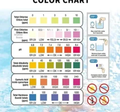 Pool- & Spatilbehør^OBOSOE 100-Pack 6-i-1 pool- og spa-teststrimler, vandtester - pH, klor, alkalinitet, cyanursyre, hårdhed