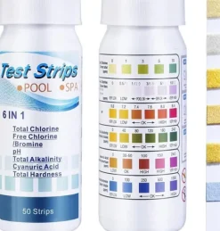 Pool- & Spatilbehør^OBOSOE 100-Pack 6-i-1 pool- og spa-teststrimler, vandtester - pH, klor, alkalinitet, cyanursyre, hårdhed