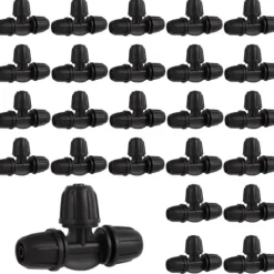 Best OBOSOE 25-pak 1/4 tommer vandingsfittings – låst 3-vejs T-stik til 6 mm drypslange, drypvandingssystem Vanding
