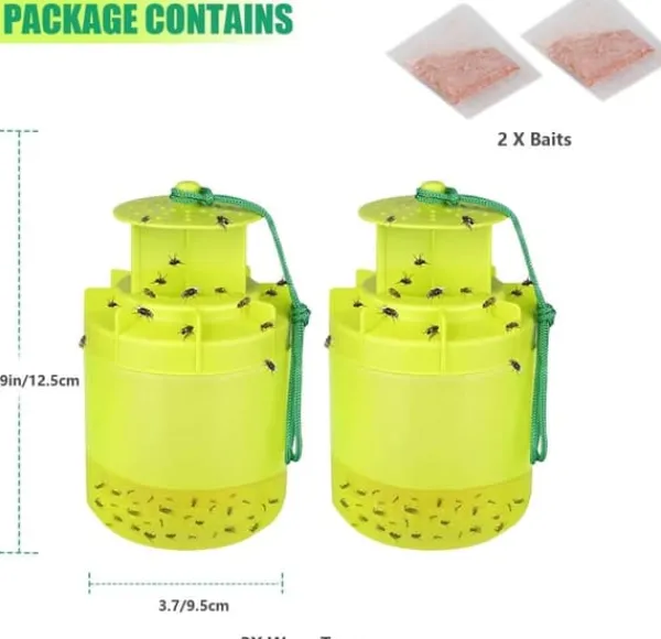 Discount OBOSOE 2-pak Fluefælde / Hvepsefælde Outdoor – Genanvendelig Fluefanger med Agn til Hvepse, Fluer & Frugtfluer Skadedyrsfælder