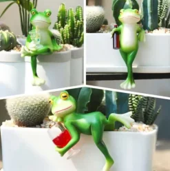 Discount OBOSOE 3-pak frøfigurer Pot Dekoration – Havedekoration / Altandekoration / Udendørs dekoration Havedekorationer