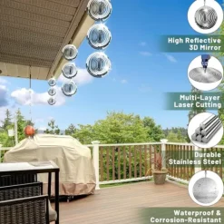 Vinddekoration^OBOSOE 4-Pak Fugleskræmsel – Reflekterende 3D Vindspil Mod Svaler & Spurve – Dekoration til Have, Terrasse og Vinduer