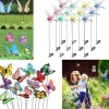 New OBOSOE 52-pak havedekoration – 3D PVC sommerfugle på pinde og guldsmede med clips, til udendørs blomster- og altandekoration Havedekorationer
