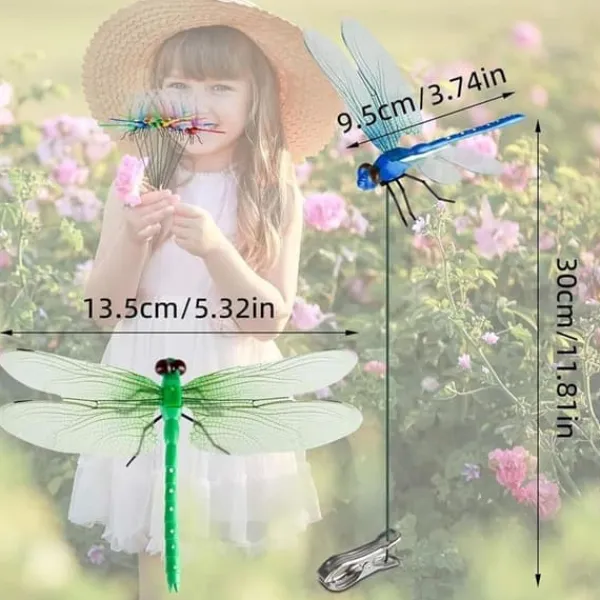New OBOSOE 52-pak havedekoration – 3D PVC sommerfugle på pinde og guldsmede med clips, til udendørs blomster- og altandekoration Havedekorationer