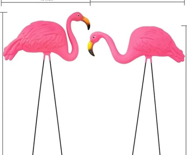 Havedekorationer^OBOSOE 2-pak lyserøde flamingo havepynt – 60 cm plastikstatuer til udendørs dekoration