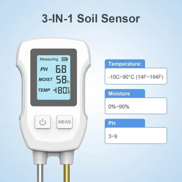 Haveværktøj^OBOSOE pH-måler og jordfugtighedsmåler – Digital jordtester med dobbelt sensor til potteplanter og have