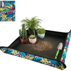 Krukker & Plantebeholdere^OBOSOE Plantemåtte/Pottebakker/Grydeskål - Beskyttelsesbetræk til Omplantning (75x75 cm), Vandtæt og Foldbar