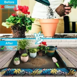 Krukker & Plantebeholdere^OBOSOE Plantemåtte/Pottebakker/Grydeskål - Beskyttelsesbetræk til Omplantning (75x75 cm), Vandtæt og Foldbar