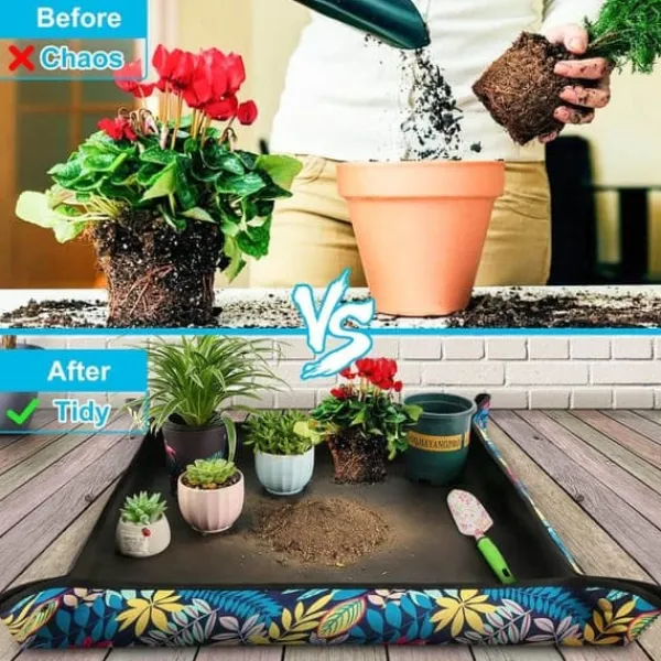 Krukker & Plantebeholdere^OBOSOE Plantemåtte/Pottebakker/Grydeskål - Beskyttelsesbetræk til Omplantning (75x75 cm), Vandtæt og Foldbar