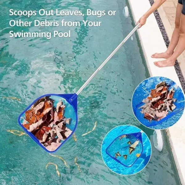Hot OBOSOE Poolnet/Poolskimmernet/Teleskopisk Stålstangnet - 160 cm Udtrækkelig Bladskimmer til Pool & Spa | Til under- og bebygget pool, dam og sauna Pool- & Spatilbehør