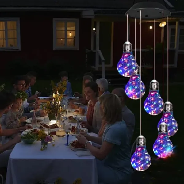 Vinddekoration^OBOSOE pære Solar Festival vind klokkerne, farve skiftende vind klokkerne udendørs indendørs dekoration, Led lys til balkon, soveværelse, fest, gård, | CDON