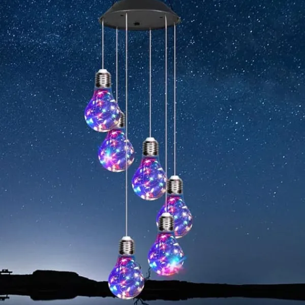Vinddekoration^OBOSOE pære Solar Festival vind klokkerne, farve skiftende vind klokkerne udendørs indendørs dekoration, Led lys til balkon, soveværelse, fest, gård, | CDON