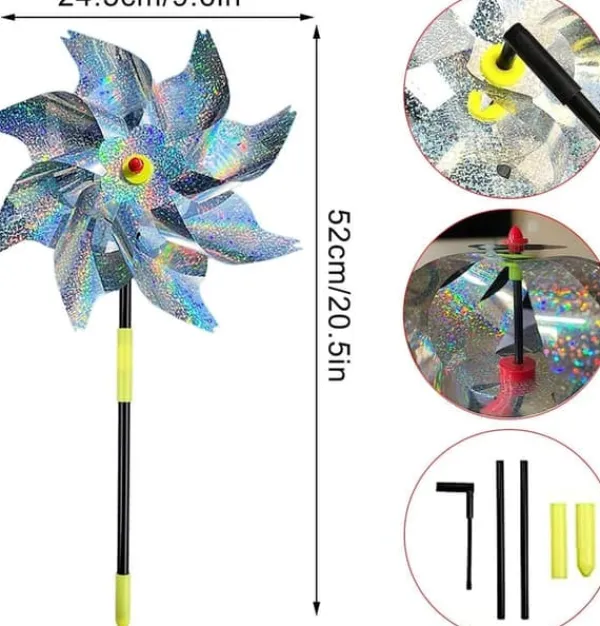 New OBOSOE Reflective Scarecrow Windmill – 6-pak fugleafvisende middel til have og frugtplantage Vinddekoration