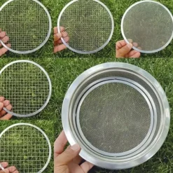 Discount OBOSOE sigte i rustfrit stål – sigtesæt med 5 udskiftelige sigter (1 mm, 3 mm, 6 mm, 9 mm, 12 mm) – havesigte til jord, sand, sten, filtrering Jord & Sand