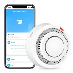 Røg- & Kulmonoxiddetektorer^OBOSOE Smart WiFi røgdetektor – trådløs røgalarm med app-meddelelse (batteri medfølger ikke)