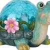 Best OBOSOE Solar Lamp Turtle Udendørs Statue – Havedekoration med revnet glas til terrasse Havedekorationer