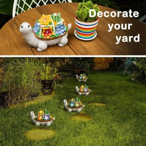 Best OBOSOE Solar Lampe Turtle Udendørs Statue – Havedekoration og ornament til terrasse Havedekorationer