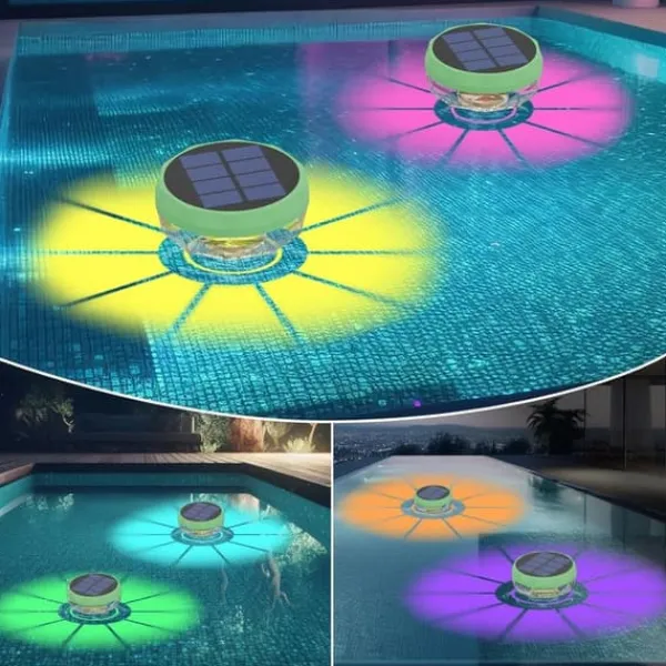 Outlet OBOSOE Solar Lights til Pool - 2-Pack RGB LED lys med automatisk farveskift, perfekt til fest og dekoration Pool- & Spatilbehør