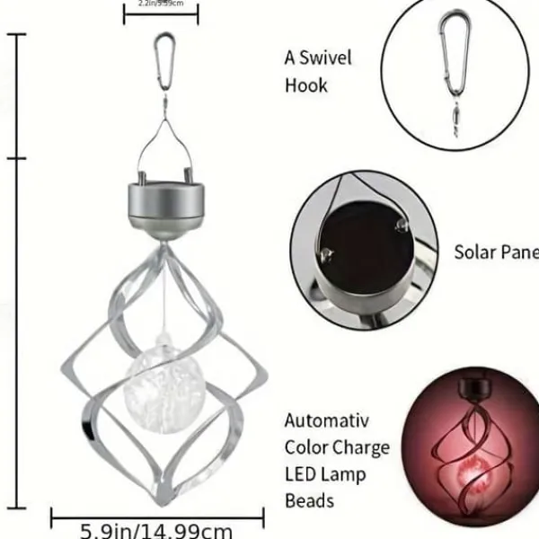 Vinddekoration^OBOSOE Solar Powered Wind Chime & Lantern - Auto Color Changing, Vejrbestandig LED Udendørs Dekoration Til Have, Halloween