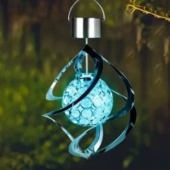 Vinddekoration^OBOSOE Solar Powered Wind Chime & Lantern - Auto Color Changing, Vejrbestandig LED Udendørs Dekoration Til Have, Halloween