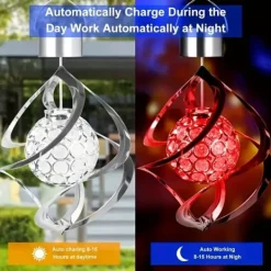 Vinddekoration^OBOSOE Solar Powered Wind Chime & Lantern - Auto Color Changing, Vejrbestandig LED Udendørs Dekoration Til Have, Halloween
