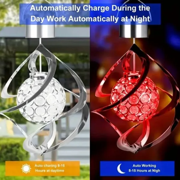 Vinddekoration^OBOSOE Solar Powered Wind Chime & Lantern - Auto Color Changing, Vejrbestandig LED Udendørs Dekoration Til Have, Halloween
