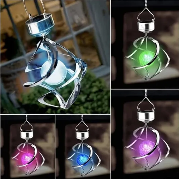 Vinddekoration^OBOSOE Solar Powered Wind Chime & Lantern - Auto Color Changing, Vejrbestandig LED Udendørs Dekoration Til Have, Halloween