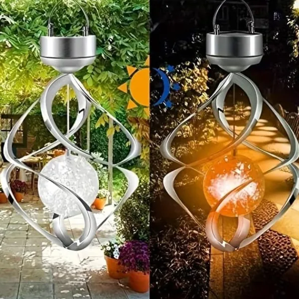 Vinddekoration^OBOSOE Solar Powered Wind Chime & Lantern - Auto Color Changing, Vejrbestandig LED Udendørs Dekoration Til Have, Halloween