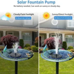 Springvand & Damme^OBOSOE Solar Springvand Vandfontæne 13 cm – Flydende Pumpe til Fuglebad, Dam & Pool