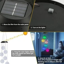 Sale OBOSOE soldrevet vindklokke – 6 LED-lyskugler med farveskift og IP44 vandtæt design Vinddekoration