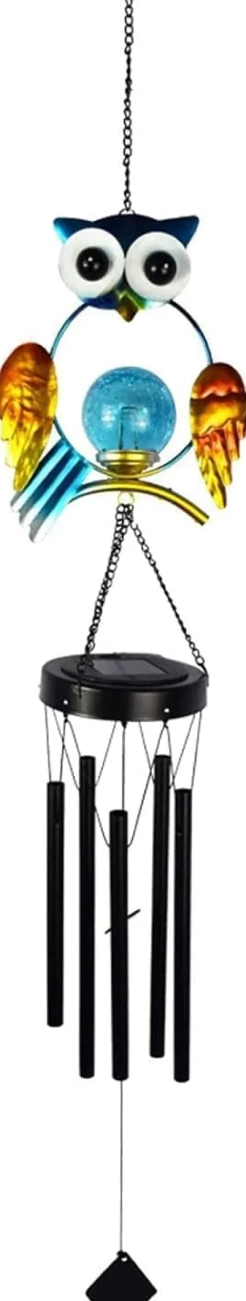 Discount OBOSOE Solpowerad Owl Wind Chime - 100 cm Vandtæt Aluminium/Jern Wind Chime | Fjernophængt dekoration til have og udendørs Vinddekoration