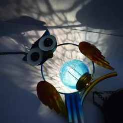 Discount OBOSOE Solpowerad Owl Wind Chime - 100 cm Vandtæt Aluminium/Jern Wind Chime | Fjernophængt dekoration til have og udendørs Vinddekoration