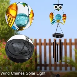 Discount OBOSOE Solpowerad Owl Wind Chime - 100 cm Vandtæt Aluminium/Jern Wind Chime | Fjernophængt dekoration til have og udendørs Vinddekoration