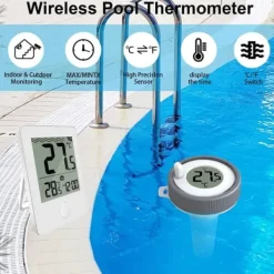 Online OBOSOE trådløst flydende pooltermometer med fjernaflæsning, LED-display og RCC – vandafvisende IPX8, perfekt til pool og spa Pool- & Spatilbehør