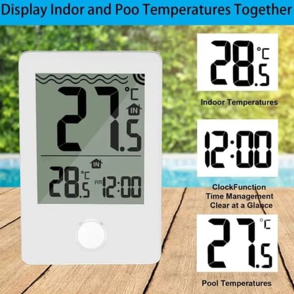 Online OBOSOE trådløst flydende pooltermometer med fjernaflæsning, LED-display og RCC – vandafvisende IPX8, perfekt til pool og spa Pool- & Spatilbehør