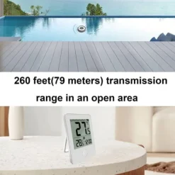 Online OBOSOE trådløst flydende pooltermometer med fjernaflæsning, LED-display og RCC – vandafvisende IPX8, perfekt til pool og spa Pool- & Spatilbehør