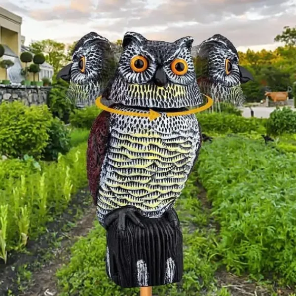 Outlet OBOSOE ugletrappe med drejeligt hoved – havedekoration og udendørs statue til terrasse Insektmiddel & Dyreafvisende Middel