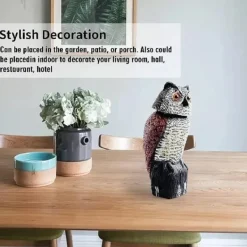 Outlet OBOSOE ugletrappe med drejeligt hoved – havedekoration og udendørs statue til terrasse Insektmiddel & Dyreafvisende Middel