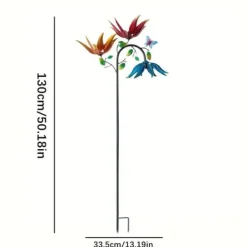 Vinddekoration^OBOSOE vinddrevet blomstervindmølle – farverig havedekoration, haveornament, udendørs skulptur