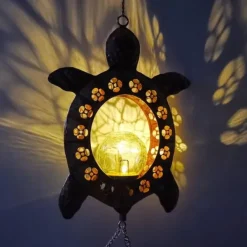 Online OBOSOE Vindklokke med Solcelle & Skildpadde – Måneformet Lampe til Have, Altan & Gave til mor eller mormor Vinddekoration