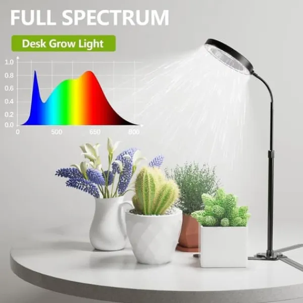 Hot OBOSOE 50W Grow Light - 6000K Fuldspektret LED Grow Light med timer 4/8/12h og højdejustering - Perfekt til indendørs planter Krukkeplanter Indendørs