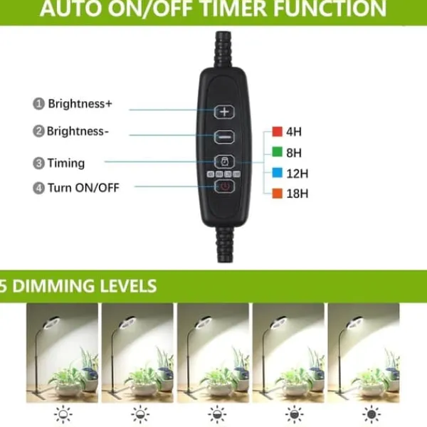 Hot OBOSOE 50W Grow Light - 6000K Fuldspektret LED Grow Light med timer 4/8/12h og højdejustering - Perfekt til indendørs planter Krukkeplanter Indendørs