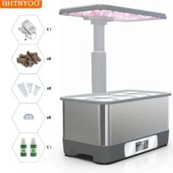 Kit Til Plante- & Urtedyrkning^OBOSOE WiFi & APP Indendørs Urtehave, Hydroponisk Dyrkningssystem med 8 kapsler, Jordfri Planteboks med LED Vækstlys, Vandpumpe, Højdejusterbar - Til | CDON
