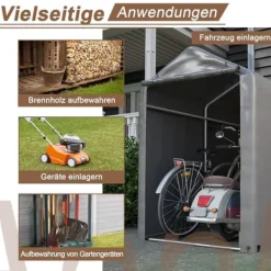 Online Opbevaringsrum 187x100x160 cm, cykelgarage, haveskur, lagerzelt, mørkegrå Skure, Garager & Carports