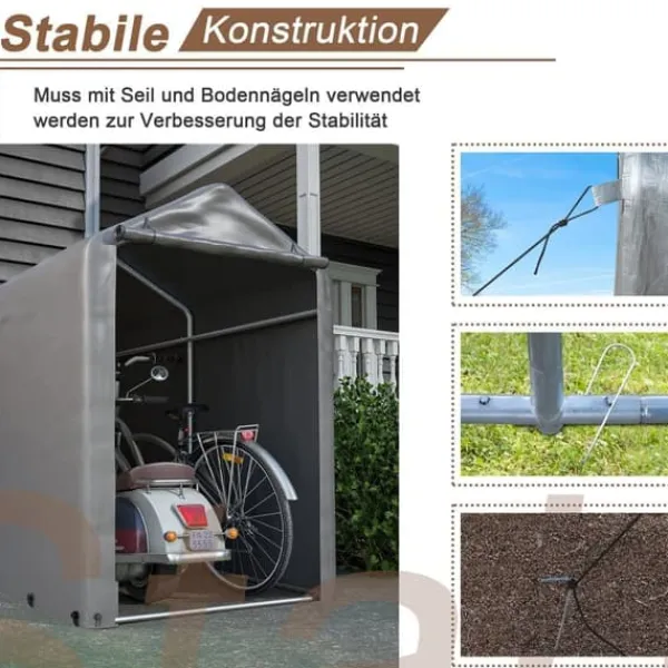 Best Opbevaringsrum 187x100x160 cm, cykelgarage, haveskur, lagerzelt, mørkegrå Skure, Garager & Carports