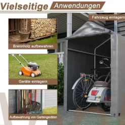 Best Opbevaringsrum 187x100x160 cm, cykelgarage, haveskur, lagerzelt, mørkegrå Skure, Garager & Carports